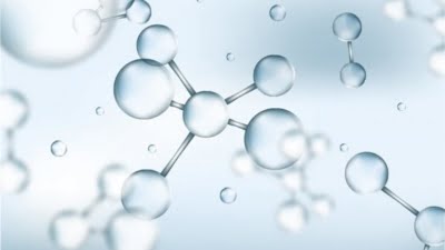 Molecuulstructuur van hyaluronzuur, een natuurlijke gel die voorkomt in gewrichten, huid en ogen